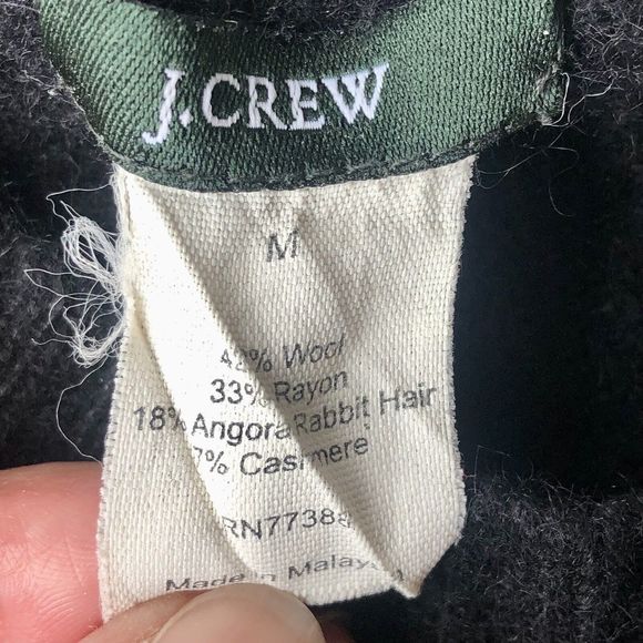 J. Crew Black Knit Cashmere Wool Angora Rabbit Hair Rayon Blend Sweater Women M - Picture 3 of 8